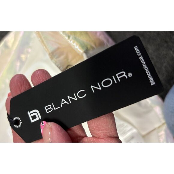 Blanc Noir Womens Iridescent Action Panel Puffer Jacket Oyster Color Size S - Picture 3 of 15